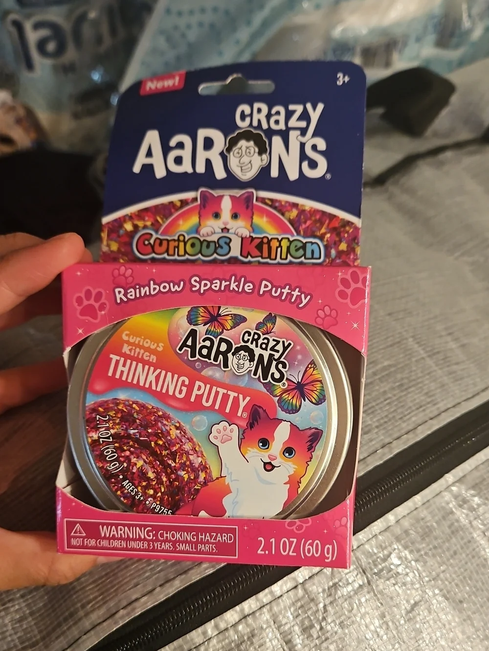 Crazy Aarons Curious Kitten Rainbow Sparkle Thinking Putty Slime - Pink